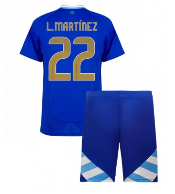 Argentina Lautaro Martinez #22 Segunda Equipación Niños Copa America 2024 Manga Corta (+ Pantalones cortos)